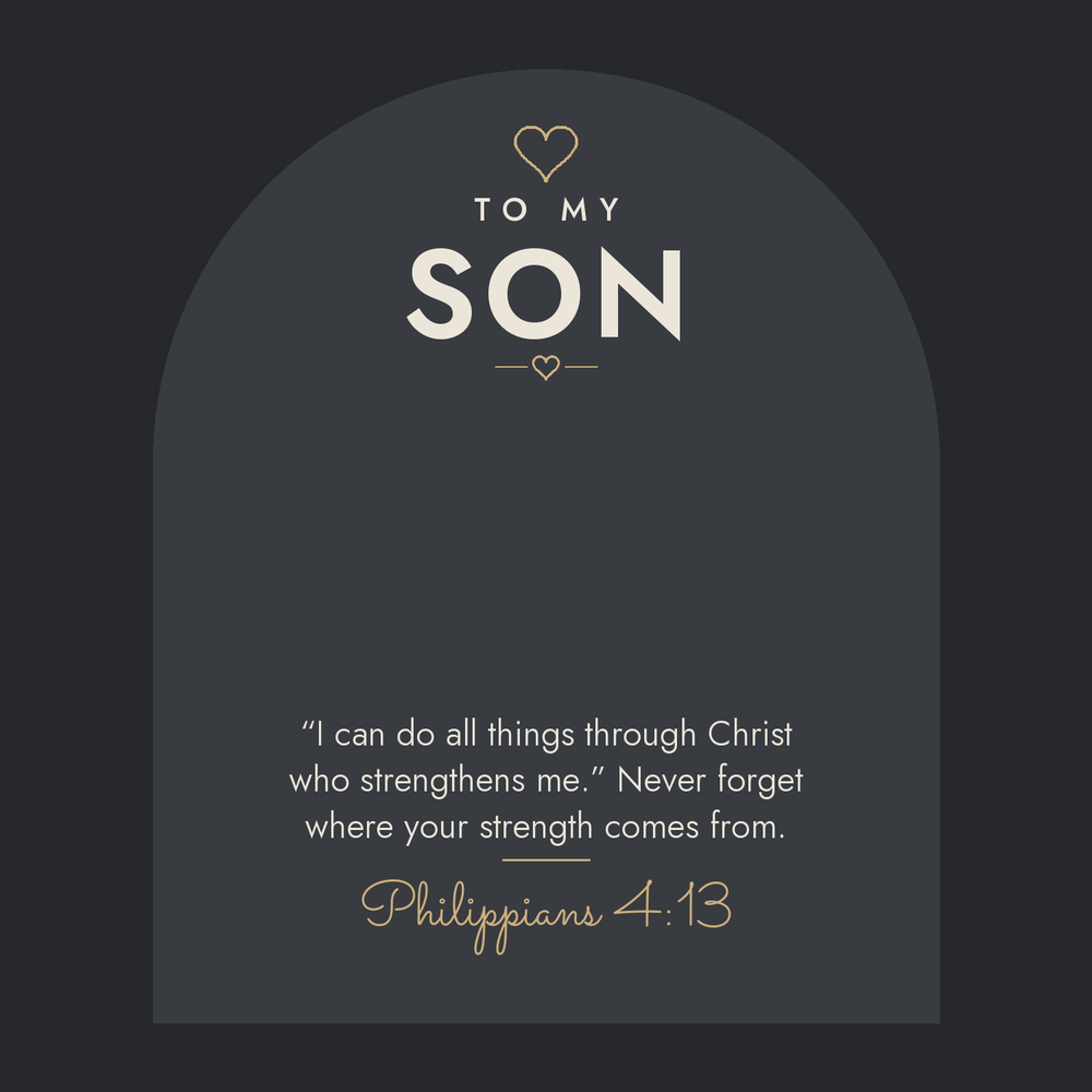 Message card: Christian Love Knot Necklace for Son – Philippians 4:13 – Modern Card