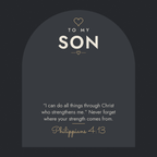 Message card: Christian Love Knot Necklace for Son – Philippians 4:13 – Modern Card