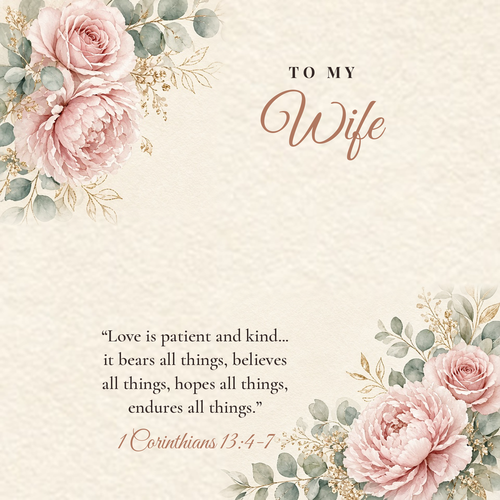 Message card: Christian Love Knot Necklace for Wife – 1 Corinthians 13