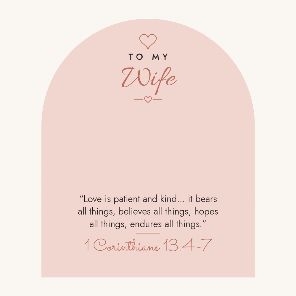 Message card: Christian Love Knot Necklace for Wife – 1 Corinthians 13 – Modern Card