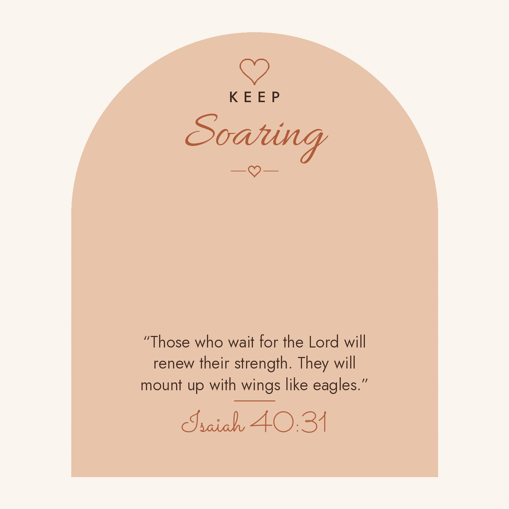Message card: Christian Love Knot Necklace – Isaiah 40:31 Soar on Wings – Modern Card