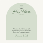 Message card: Christian Love Knot Necklace – Romans 8:28 Trust His Plan – Modern Card