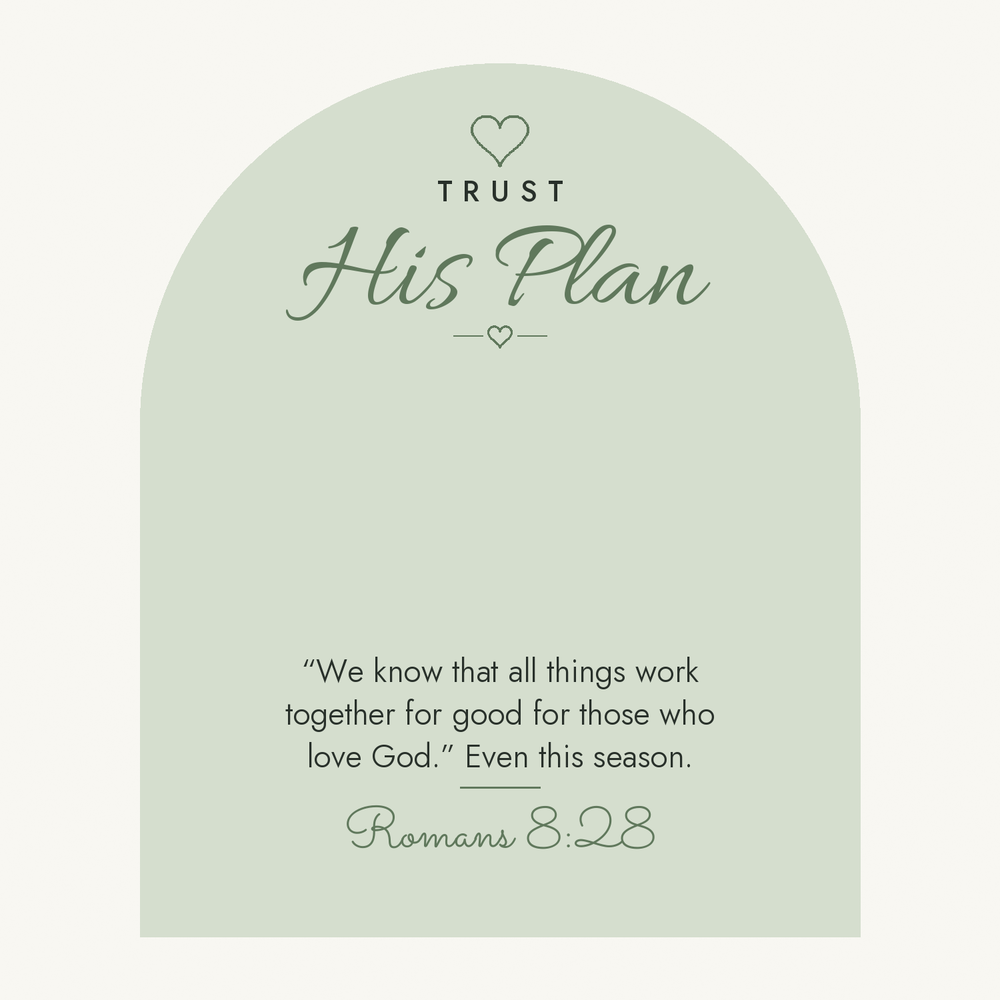 Message card: Christian Love Knot Necklace – Romans 8:28 Trust His Plan – Modern Card