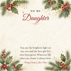 Message card: Christmas Love Knot Necklace for Daughter – The Brightest Light on Our Tree