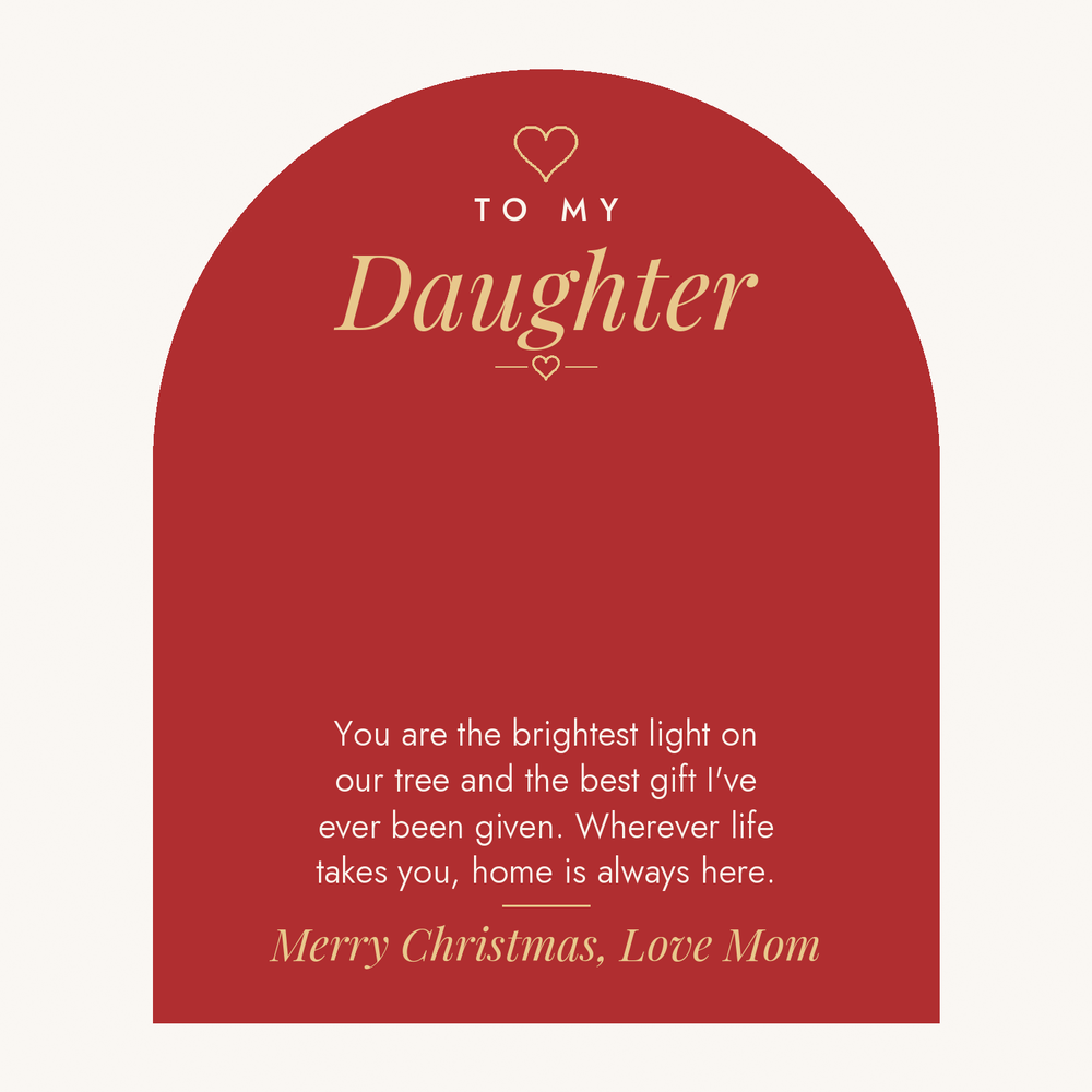 Message card: Christmas Love Knot Necklace for Daughter – The Brightest Light on Our Tree – Modern Card