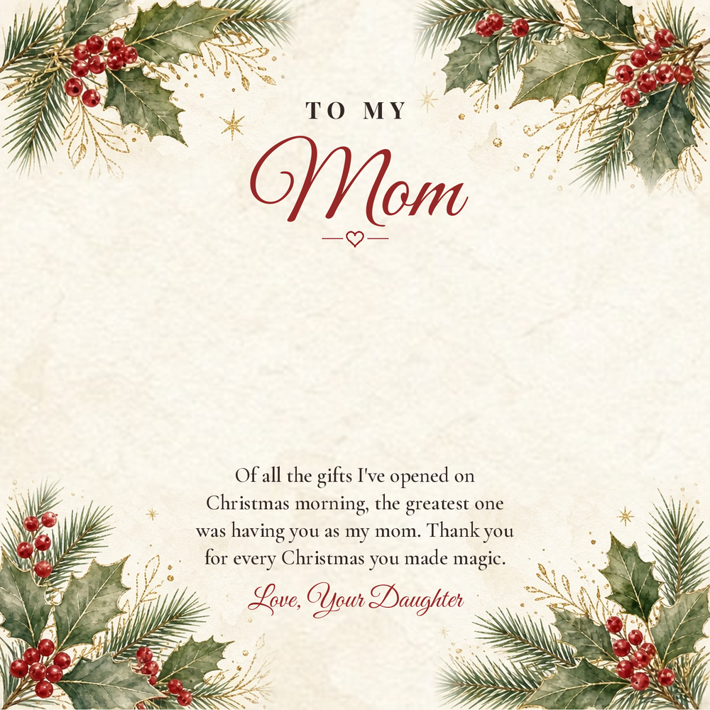 Message card: Christmas Love Knot Necklace for Mom from Daughter – The Greatest Gift