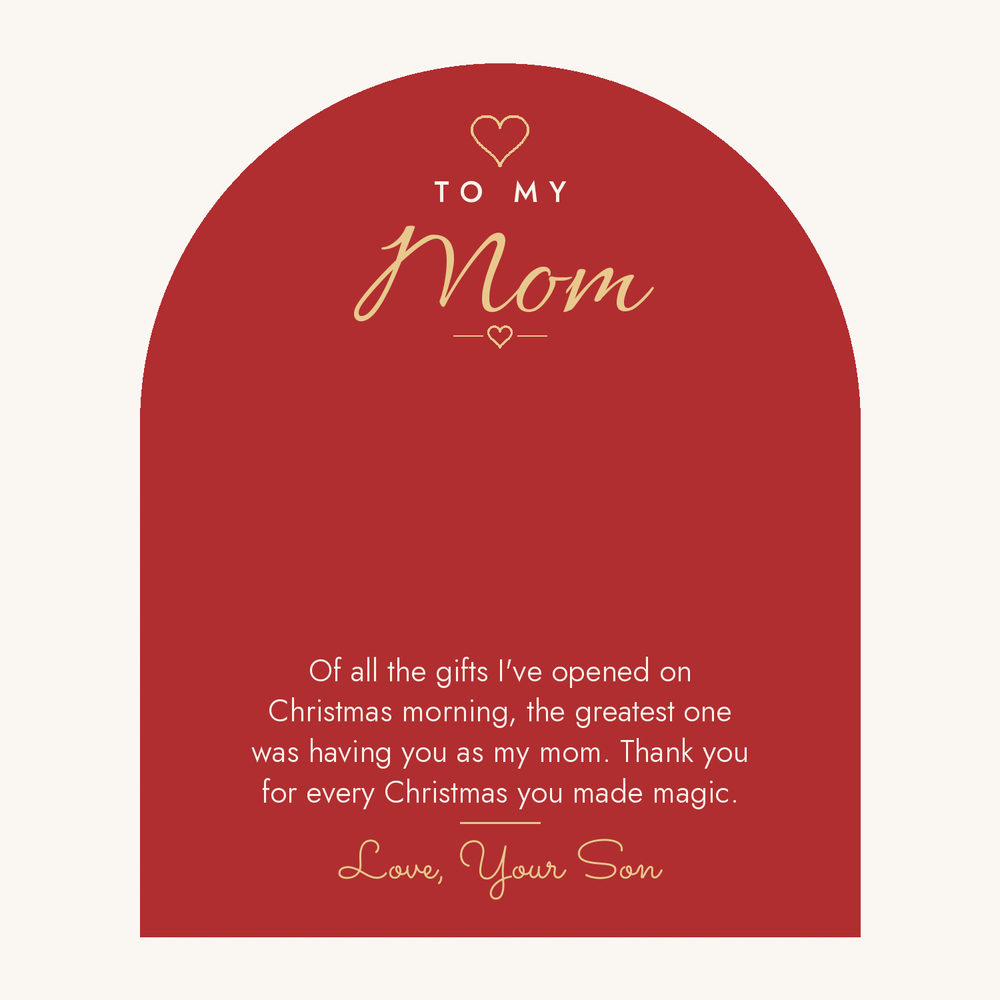 Message card: Christmas Love Knot Necklace for Mom from Son – The Greatest Gift – Modern Card