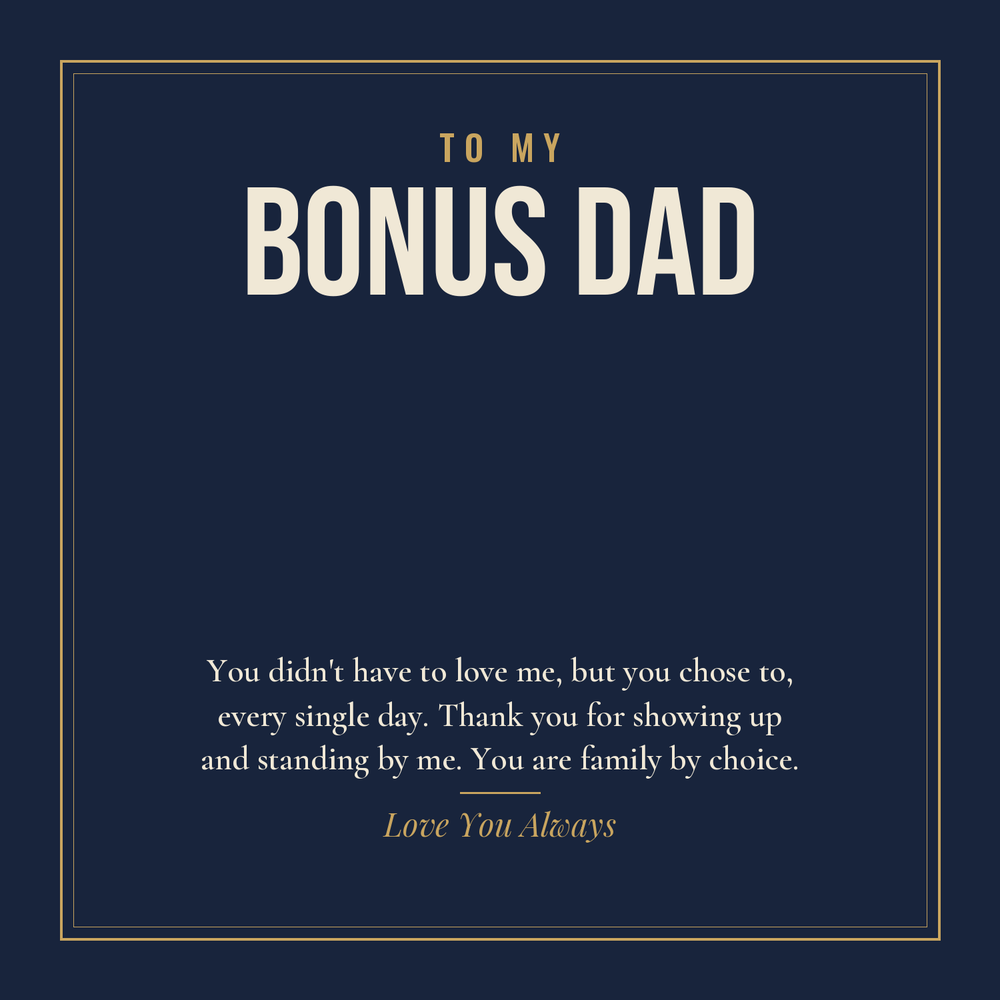 To My Bonus Dad message card for Cuban link chain