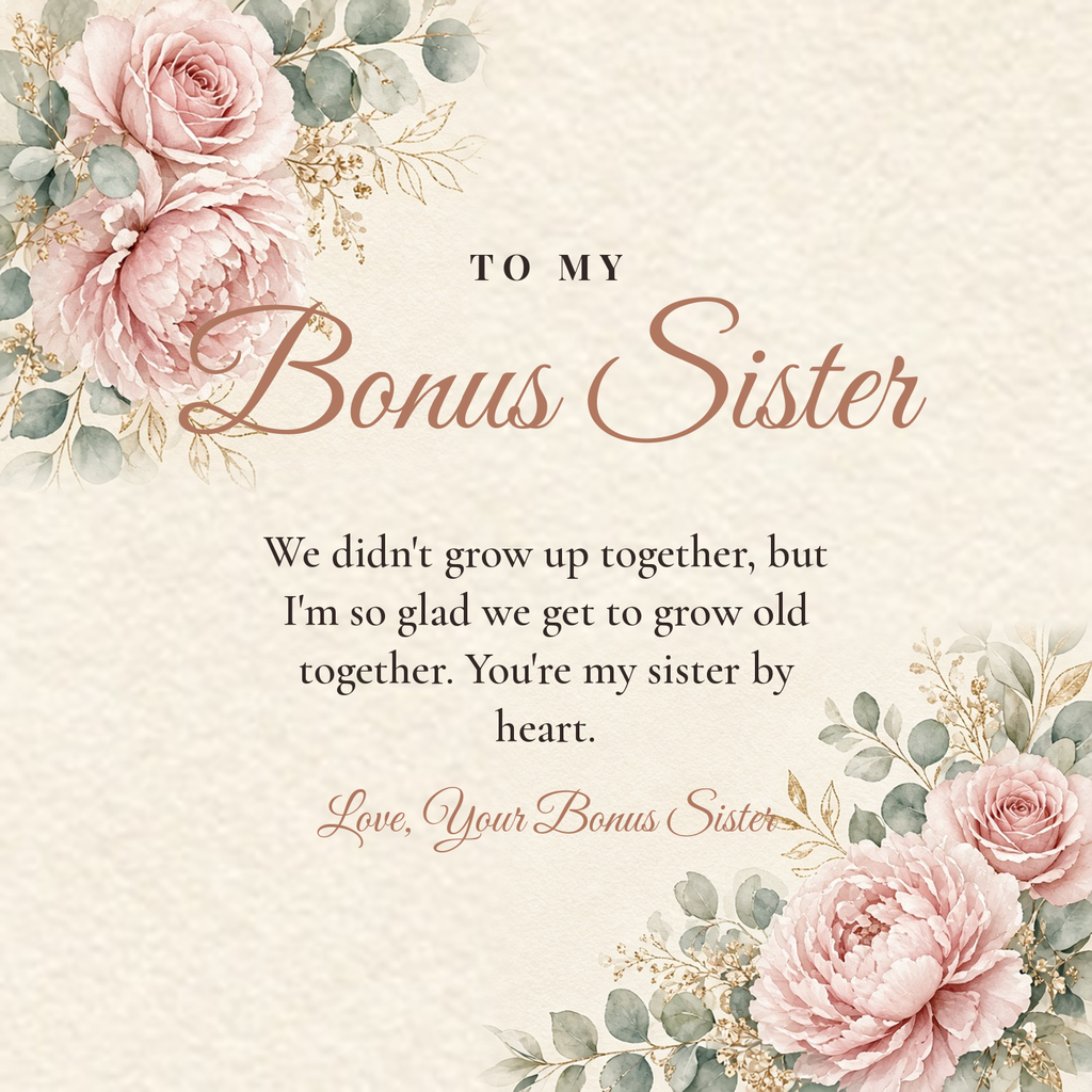 Message card: To My Bonus Sister – Sister by Heart