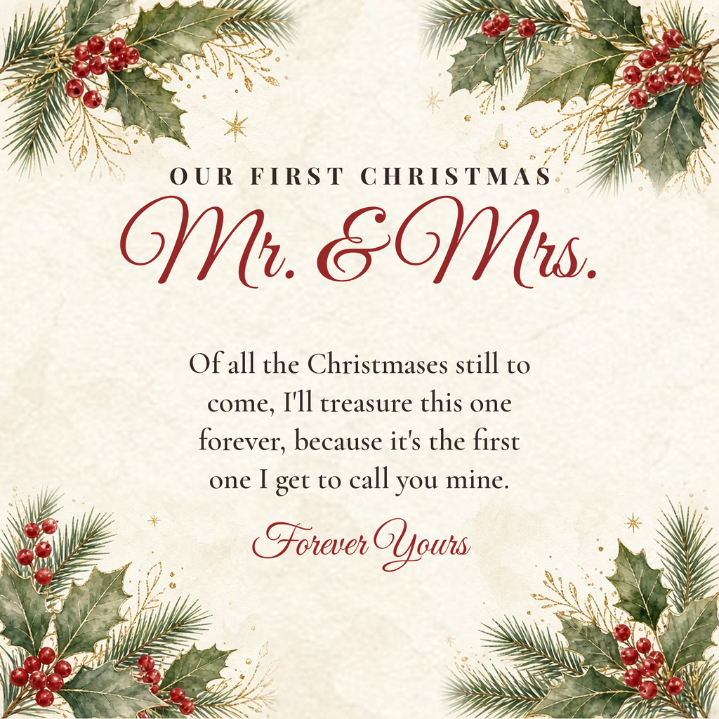 Message card: Our First Christmas Mr. & Mrs. – The First One I Get to Call You Mine