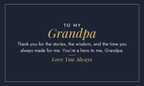 To My Grandpa, you're a hero to me message design for engraved metal wallet card