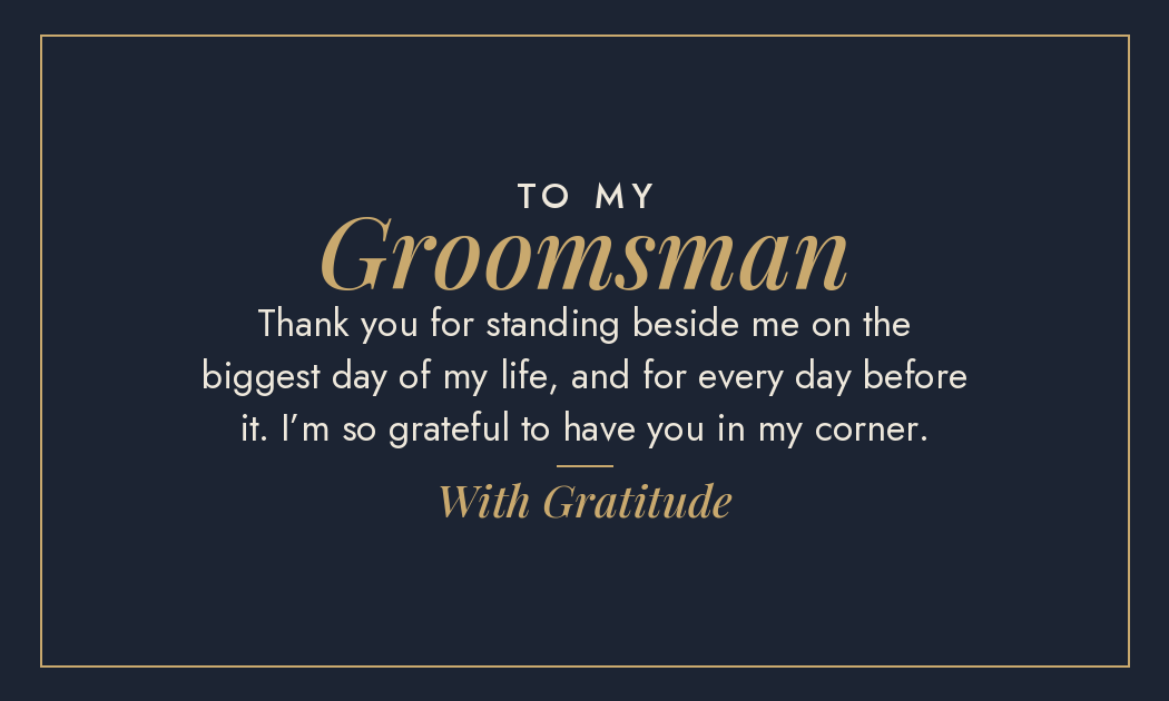 To My Groomsman thank you message design for engraved metal wallet card