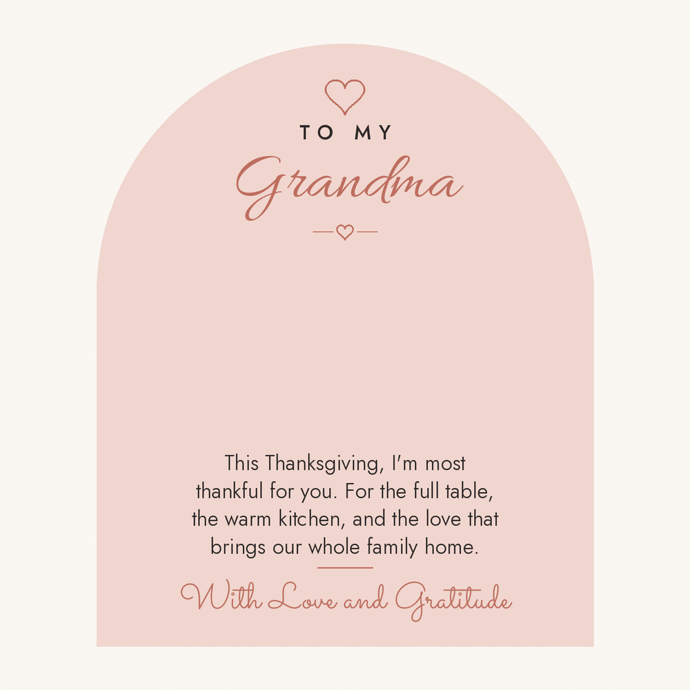 Message card: Love Knot Necklace for Grandma – Thankful for You – Modern Card