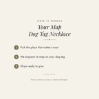 How it works: pick the place, we engrave its map on your dog tag, ships ready to give