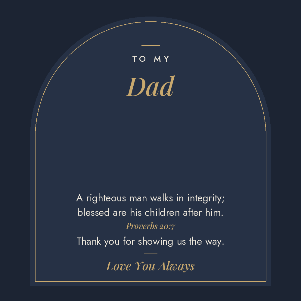 To My Dad scripture message card for men's cross necklace