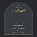 To My Husband scripture message card for men's cross necklace