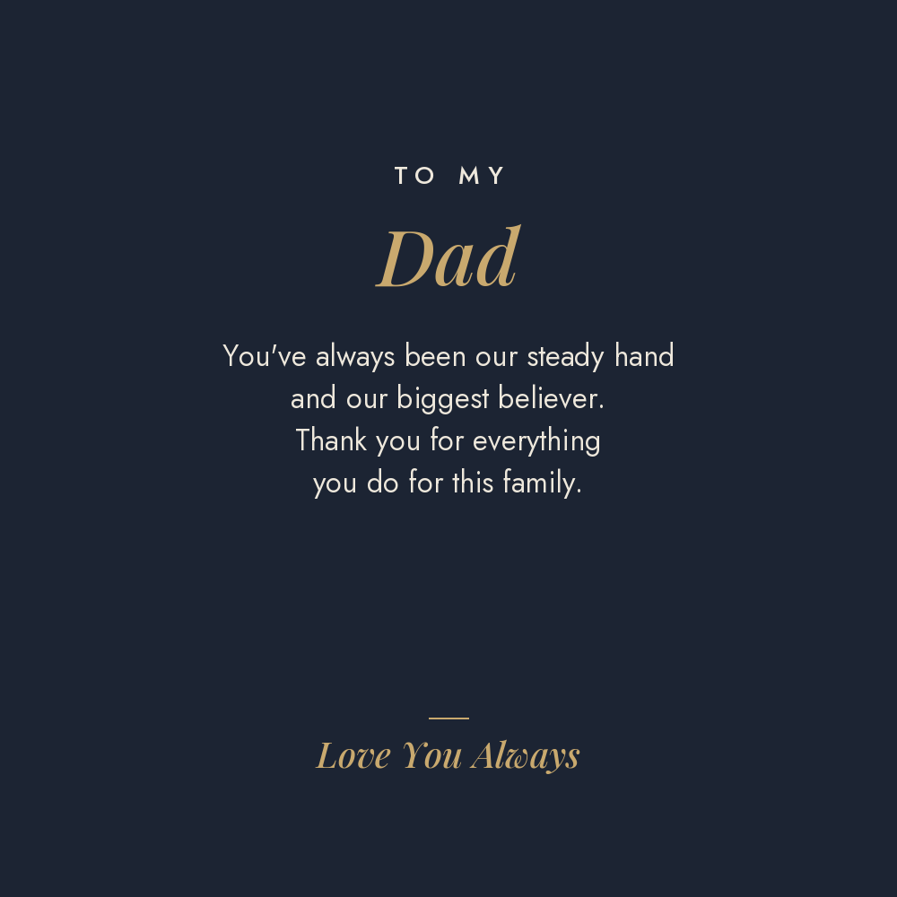 To My Dad message card for men's engraved ring, ending Love You Always