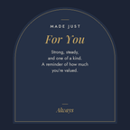 Made Just For You navy arch message card artwork for men's custom engraved ring