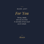 Made Just For You message card for men's engraved ring: Strong, steady, and one of a kind. A reminder of how much you're valued. Always
