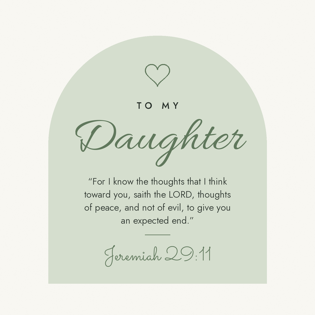 Message card: To My Daughter – Jeremiah 29:11