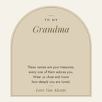 To My Grandma message card for multiple name necklace