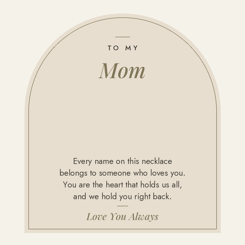 To My Mom message card for vertical name necklace