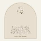 To My Wife message card for multiple name necklace