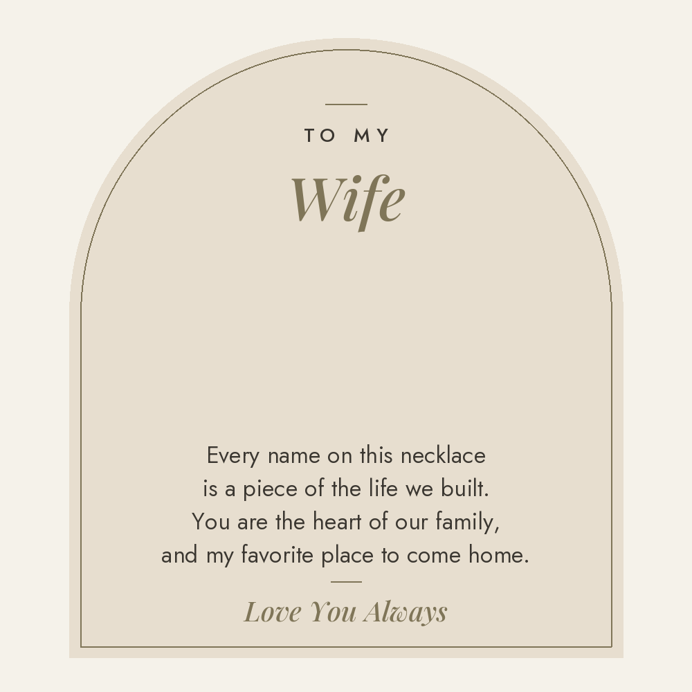 To My Wife message card for vertical name necklace