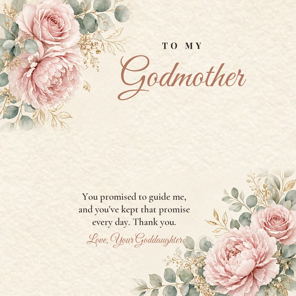 Message card: To My Godmother – A Promise Kept Every Day