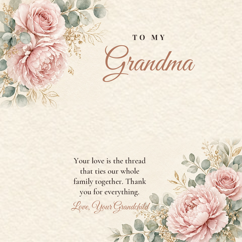 Message card: To My Grandma – The Thread That Ties Us Together