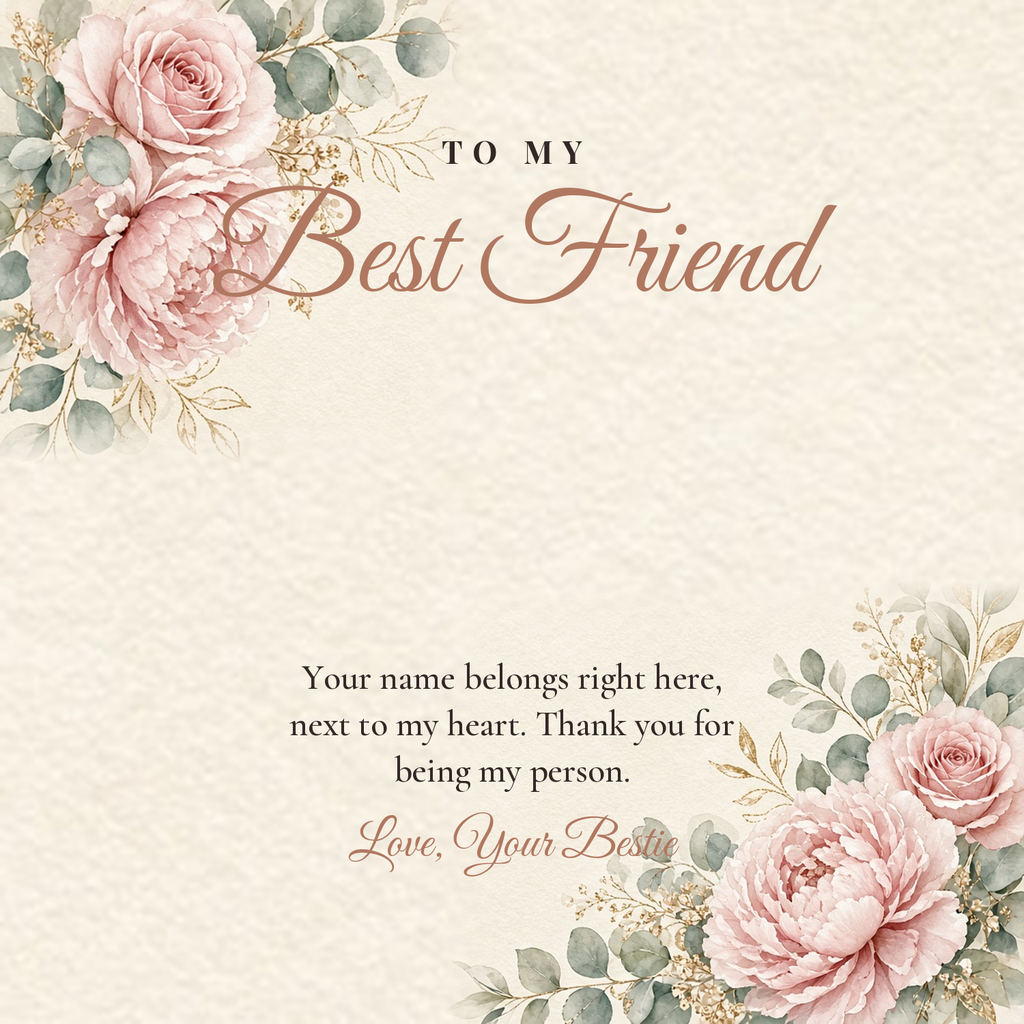 Message card: To My Best Friend – Right Where It Belongs