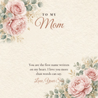 Message card: To My Mom – Your Name Is Written On My Heart (Love, Your Son)
