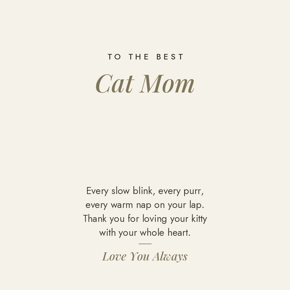 To the Best Cat Mom message card for paw print name necklace