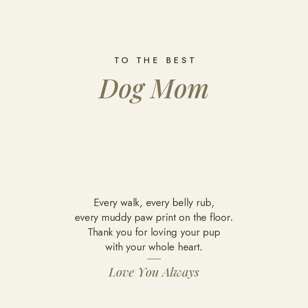 To the Best Dog Mom message card for paw print name necklace