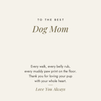 To the Best Dog Mom message card for paw print name necklace