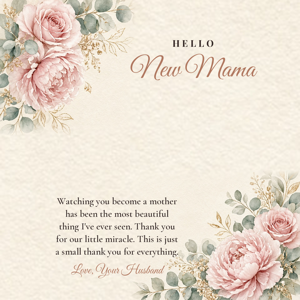 Message card: Push Present Love Knot Necklace for New Mom