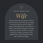 Message card: To my beautiful wife, Every moment with you leaves a mark on me