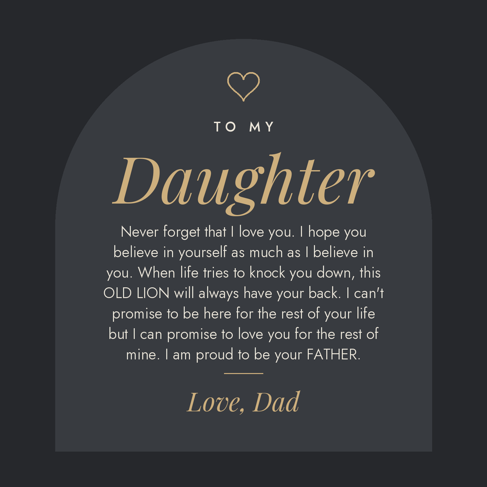 Message card: To My Daughter – Old Lion – Name Necklace Gift Set
