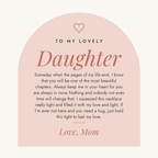 Message card: To My Lovely Daughter, Hold This Tight To Feel My Love