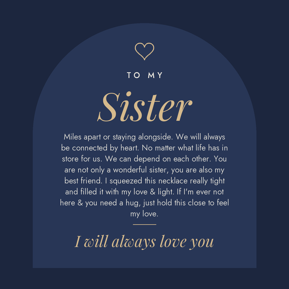 Message card: To My Sister – Squeezed Love Knot – Necklace Gift Set