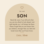 Message card: To My Son – Stand Tall – Bracelet