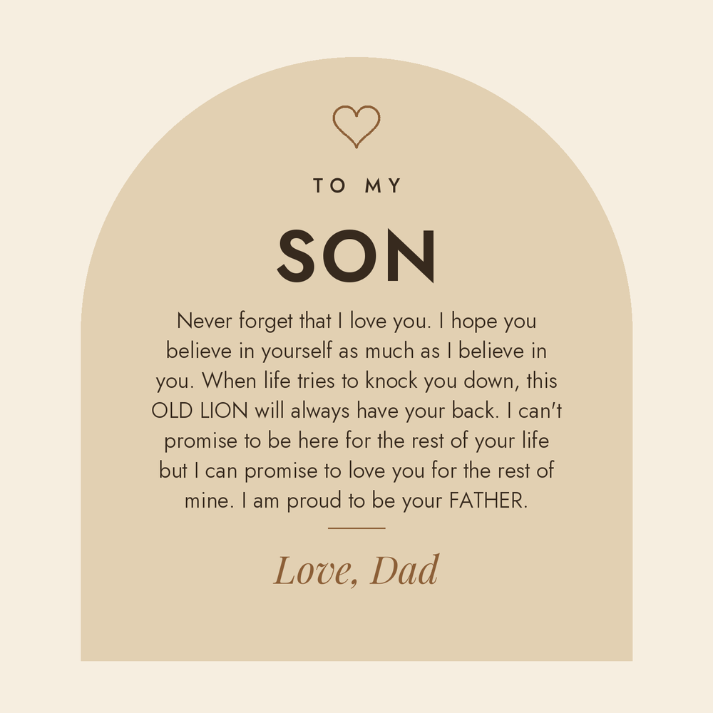Message card: To My Son – This Old Lion – Cross Necklace Gift Set