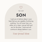 Message card: To my Son, You will never lose; you either win or learn
