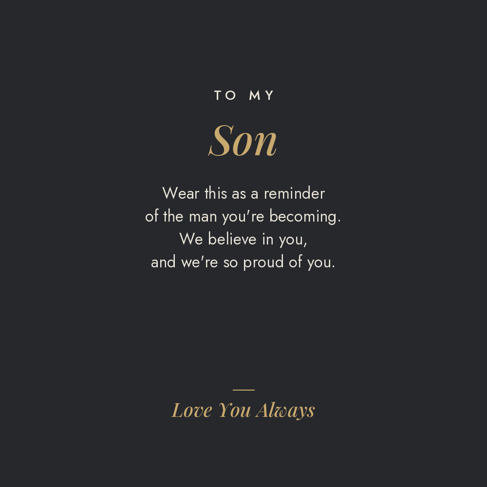 To My Son message card for men's engraved ring, ending Love You Always